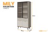 Mily Vitrine 02, moderne Vitrine in Beige mit Riffelglas-Türen, 90x191x40 cm.