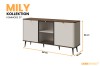 Mily Kommode 07, Sideboard in Beige mit Holz-Platte und Riffelglas, 160x82x40 cm.