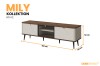 Mily TV-Board RTV 12 in Beige mit Holz-Oberplatte und Glasfach, 160x52x40 cm.