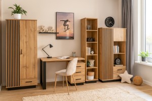 LAMI G Jugendzimmer-Set Kinderzimmer Kleiderschrank, Schreibtisch, Regale & Wandboard Deine Moebel