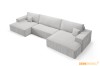 Moderne U-Form Couch aus hellem Cord-Stoff in Grau von oben fotografiert.