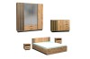 Komplettes Schlafzimmerset LAMI bestehend aus Kleiderschrank, Kommode, Bett und Nachttischen.