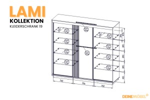 LAMI E Schlafzimmer Set Komplettschlafzimmer inkl. Bett 160x200, Schwebetürenschrank, Kommode, 2 Nachttische Deine Moebel