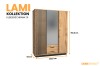 Lami Kleiderschrank 15 mit Lamellen-Dekor und Spiegel, Maße: 145,5 x 193,6 x 52 cm.