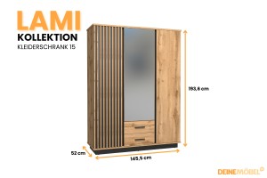 LAMI F Schlafzimmer SetKleiderschrank, Kommode & 2 Nachttische Deine Moebel