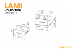 LAMI F Schlafzimmer SetKleiderschrank, Kommode & 2 Nachttische Deine Moebel