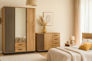 LAMI F Schlafzimmer SetKleiderschrank, Kommode & 2 Nachttische Deine Moebel