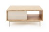 Moderner Couchtisch TOGY 05 in Eiche-Optik mit beiger Front und offenem Ablagefach.