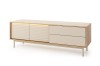 Modernes TV-Board TOGY RTV 04 mit LED-Beleuchtung und beige geriffelter Front.