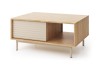 Moderner Couchtisch Togy 05 in Eiche-Optik mit geriffelter Front und offenem Fach