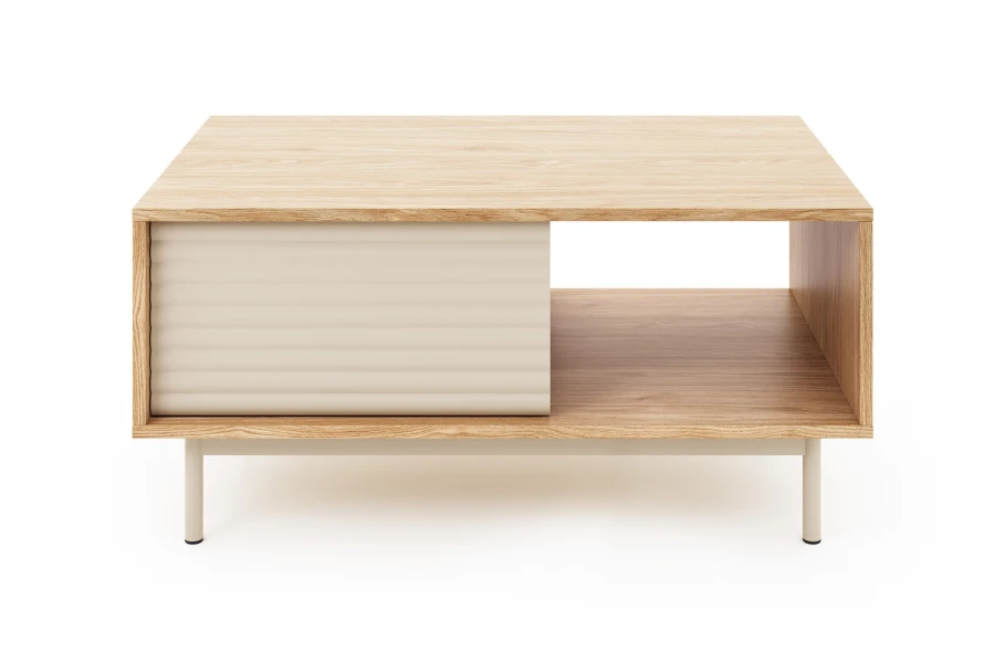 Togy Couchtisch 05 in Eiche-Optik mit strukturierter Front, Vorderansicht