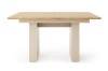 Ausziehbarer Esstisch TOGY in Beige mit heller Holzplatte, modernes Design.