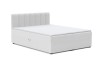 Weißes Boxspringbett mit gepolstertem Kopfteil in moderner Optik für Schlafzimmer.