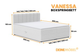 VANESSA Boxspringbett mit Bettkasten Boxbett in Boucle Deine Möbel
