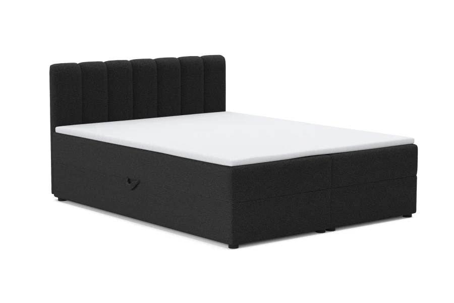Dunkelgraues Boxspringbett mit modernem Kopfpolster Design