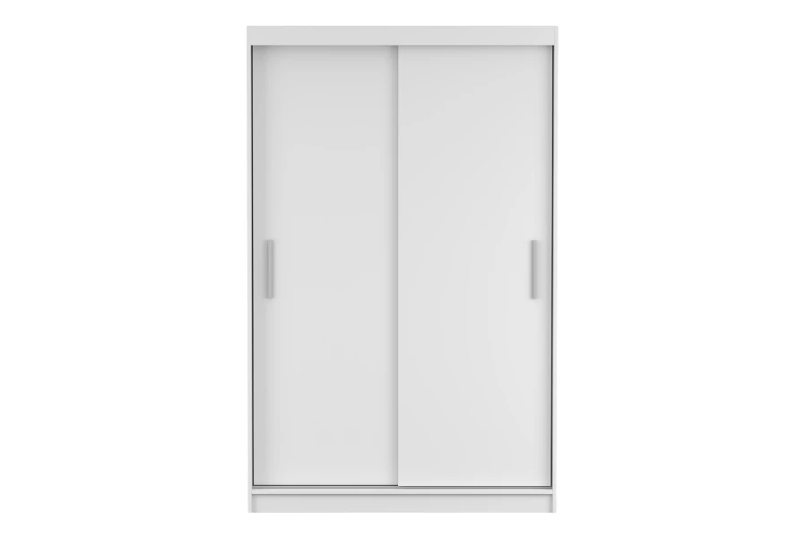 Schlichter weißer Schiebetürenschrank, Frontalansicht für Schlafzimmer