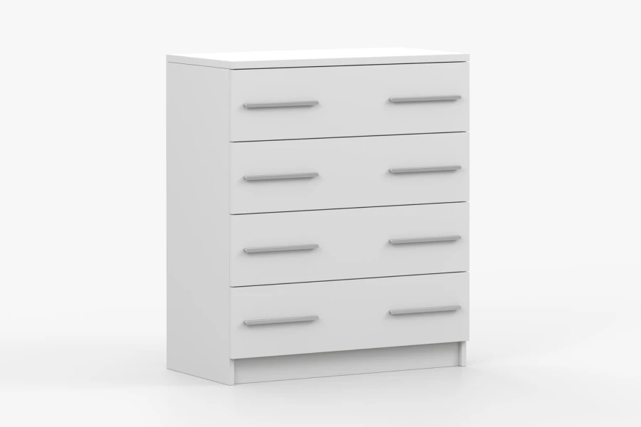 Weiße Kommode 4 Schubfächer - Schräge Ansicht Modernes Design