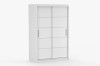 Moderner Kleiderschrank in Weiß mit Schiebetüren und minimalistischem Design.