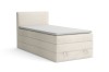 Boxspringbett in Creme mit Teddy-Stoff und gepolstertem Kopfteil