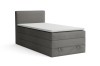 Graues Boxspringbett Einzelbett mit Bouclé-Stoffbezug und weißem Topper