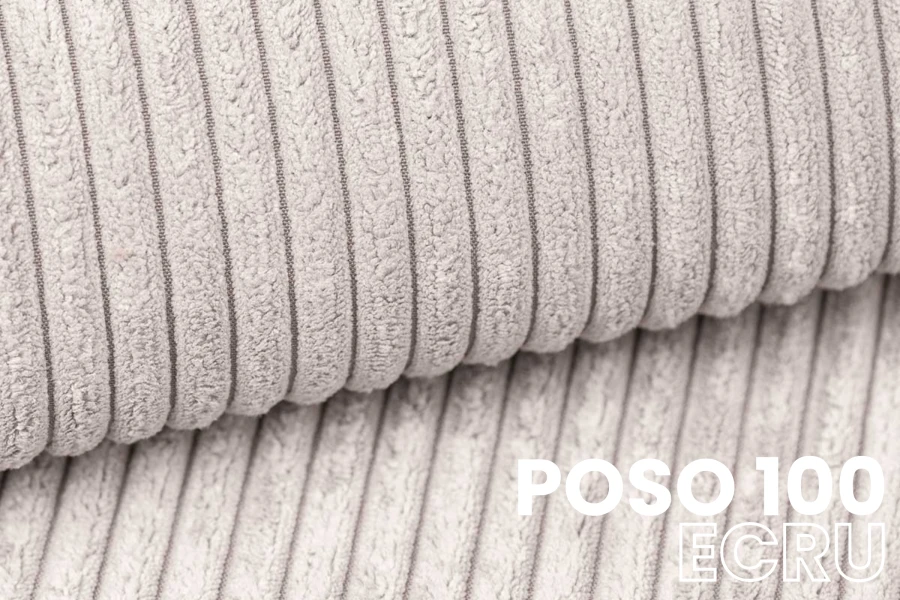Stoffprobe Cord POSO 100 Ecru, weiche Textur für moderne Polsterbetten.
