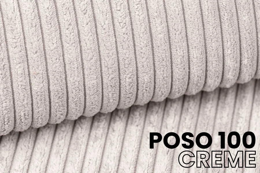 Textur-Detail Cord-Stoff POSO 100 Creme für hochwertige Bettenbezüge.