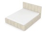 Beiges Polsterbett Megan in perspektivischer Ansicht für das Schlafzimmer.