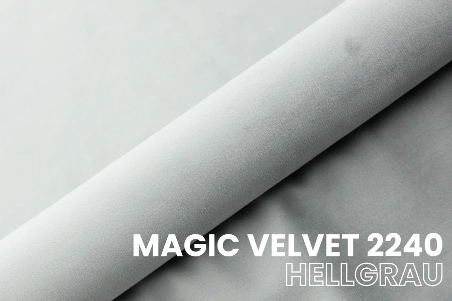 Stoffmuster Magic Velvet 2240 in Hellgrau, fein strukturierter Polsterstoff.