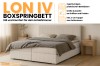 Produktvorteile des Boxspringbettes LON IV: Bettkästen, Topper und Farbauswahl.