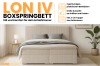 Boxspringbett LON IV in Beige mit geripptem Kopfteil und Bettkasten für das Schlafzimmer.