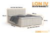 Boxspringbett LON IV mit Maßen: Höhe 102cm, Tiefe 205cm und variabler Breite in Cord Beige.