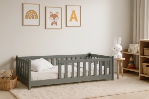 BELMO 90x200 Graphit Kinderbett Laufstall Deine Möbel