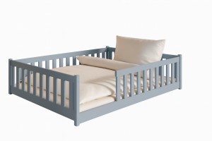 BELMO 140x200 Aschgrau Kinderbett Bodenbett Laufstall Deine Möbel