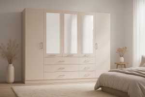 BROOKE Kleiderschrank 250 cm 5-türig mit Schubladen Spiegel Deine Moebel