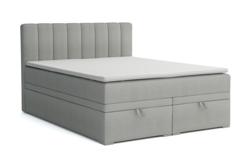 DAVID Nagelneu 200x200 Paros 5 Hellgrau Boxspringbett mit Bettkasten und einer durchgehenden Matratze H4 Deine Möbel