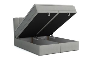 DAVID Nagelneu 200x200 Paros 5 Hellgrau Boxspringbett mit Bettkasten und einer durchgehenden Matratze H4 Deine Möbel