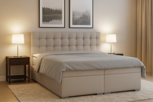 CLAUDIA 160x200 Velour Paros 2 Beige Boxspringbett mit Bettkasten Deine Möbel