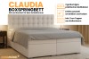 Beiges Boxspringbett Claudia inkl. Bettkasten und Topper, stilvoll und komfortabel.