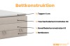 Bettkonstruktion des Boxspringbetts mit Topper, Matratzen H3/H4 und integriertem Bettkasten.