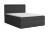 Modern boxspringbed John II in antraciet met opbergbox en witte topper.