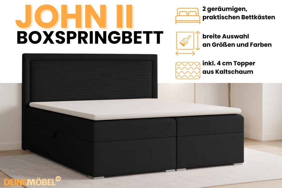 Productdetails van het boxspringbed John II: bedbakken, kleurkeuze en koudschuimtopper