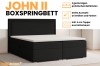 Infographic voor boxspringbed John II met opbergruimte en topper.