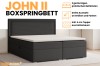 John II Boxspringbett Features: Zwei Bettkästen, verschiedene Größen und Kaltschaum-Topper.