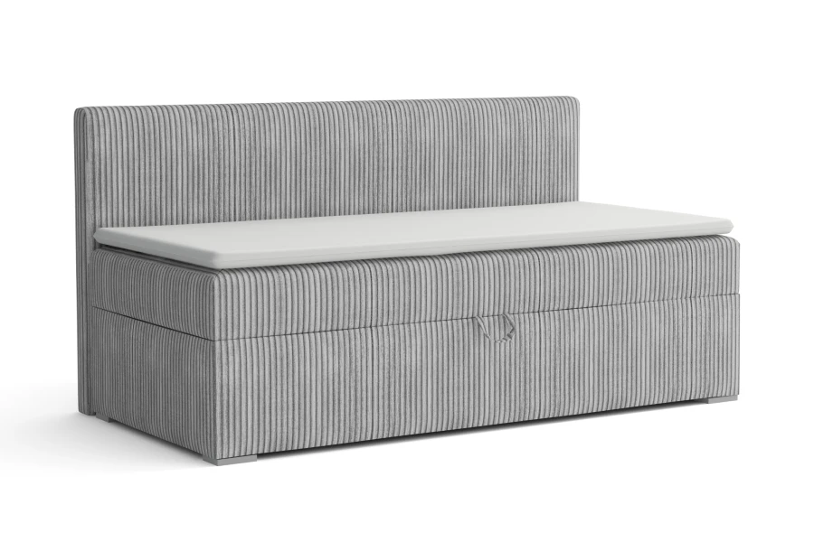 Hellgraues Kindersofa Mateo aus strukturiertem Cord-Stoff freistehend