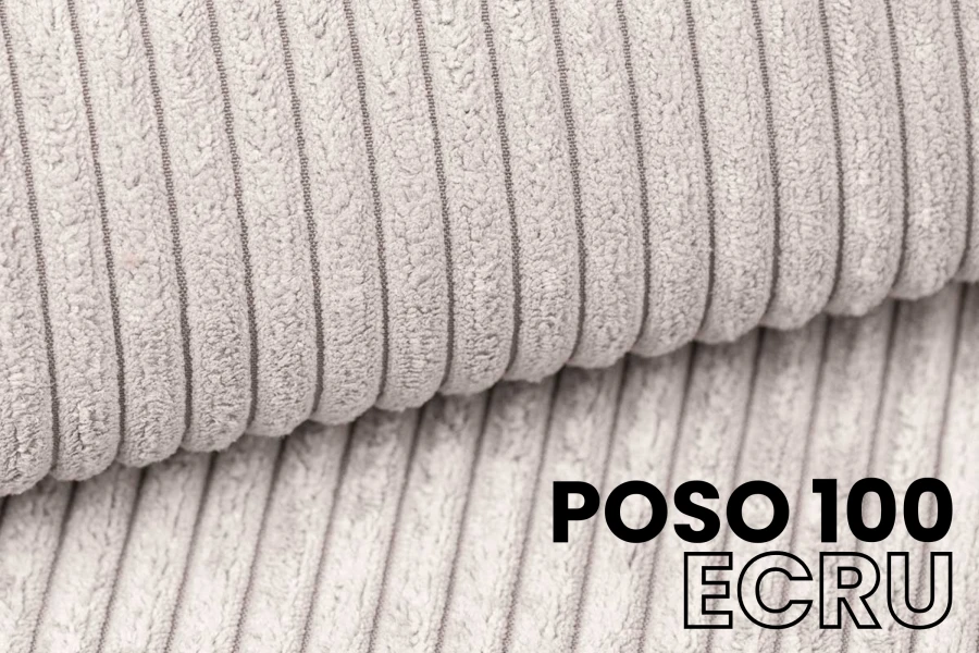 Nahaufnahme Cordstoff POSO 100 in Ecru – Hochwertiger Polsterstoff mit Rippenstruktur.