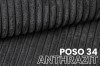 Strukturierter Cordstoff POSO 34 in Anthrazit – Detailansicht des robusten Möbelstoffs.