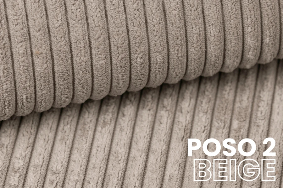 Polsterstoff POSO 2 in Beige – Cord-Optik mit weicher Oberfläche für moderne Möbel.