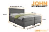 Gedetailleerde afmetingen en overzicht van maten voor het boxspringbed John.