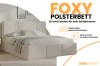 Modernes Polsterbett Foxy in Ecru mit praktischen Bettkästen für das Schlafzimmer.