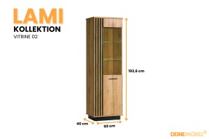 LAMI 02 Standvitrine mit Glastür, LED-Beleuchtung & Glasböden Deine Moebel